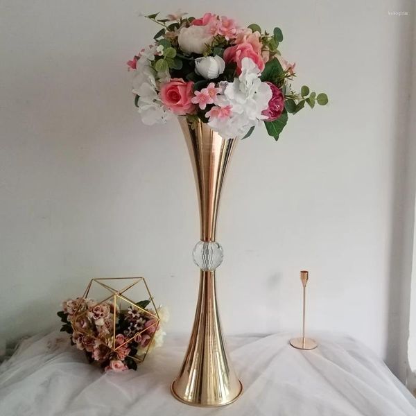 Bandlers Vases Gold Vases Metal Flowers Pot Crystal Mariage Centres de mariage