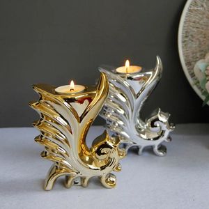 Bandlers Golden European Cerramic Crafts Ornaments Desktop Mediterranean Style Seahorse Holder Cup Home Decoration