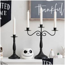 Bandlers Gothic Decoration Holder Nordic Vintage Halloween Room Fall Metal Swieczniki Dekoracyjne Home Decor RR50HD Drop Dev Dhwv2