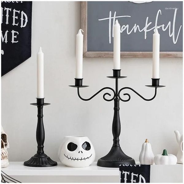 Bandlers Gothic Decoration Holder Nordic Vintage Halloween Room Fall Metal Swieczniki Dekoracyjne Home Decor RR50HD Drop Dev Dhwv2