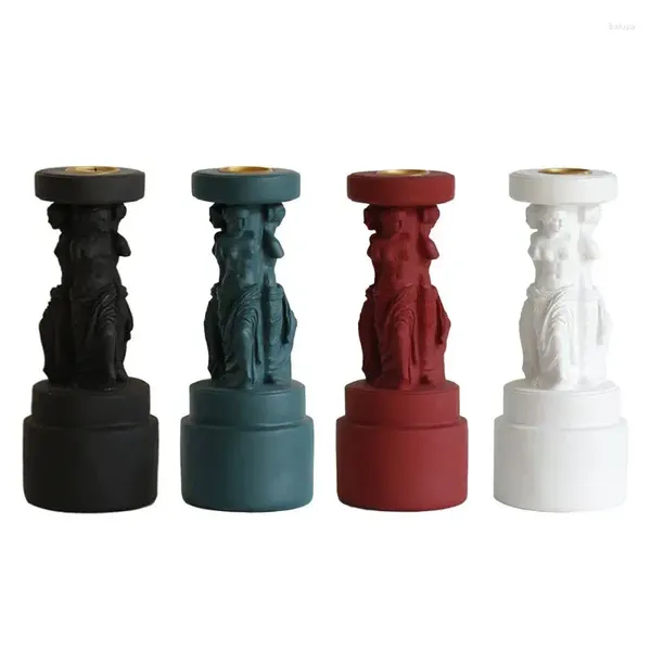 Partes de velas Estilo griego Columna Romana de la Sophia Male God Candlestick para la sala de decoración suave creativa Room Deco