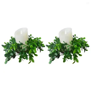 Candlers titulaires Green Ring Eucalyptus Set Spring Spring Artificial Greenery Garlands for Home Wedding Party Table