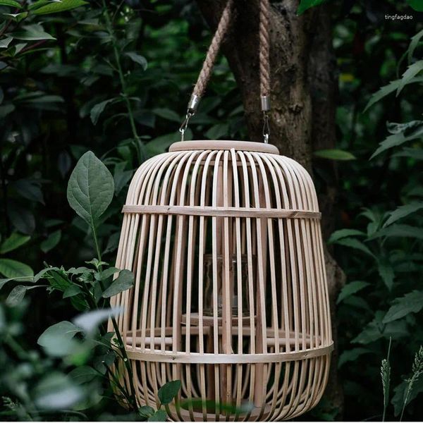 Candlers Halloween Bamboo Handwork Holder Lantern Nordic Mobile Outdoor Balcony Chandelier Bougeoir Furniture