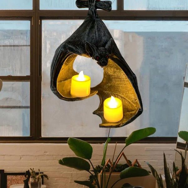 Candelabros Halloween Bat Decoración Spooky Wall Tealight Holder Forma realista Resina ecológica para