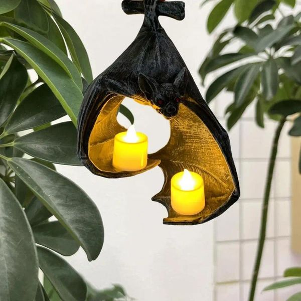 Bougeoirs Halloween Bat Décor Spooky Mur Photophore Forme Réaliste Résine Écologique Pour Étanche