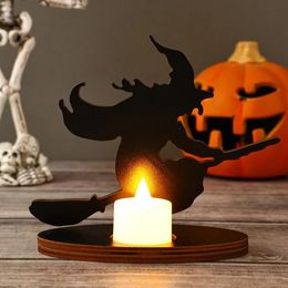 Bougeoirs Halloween chandelier atmosphère intérieure décorations créatives porte-sorcière en bois ornement de fête 231023