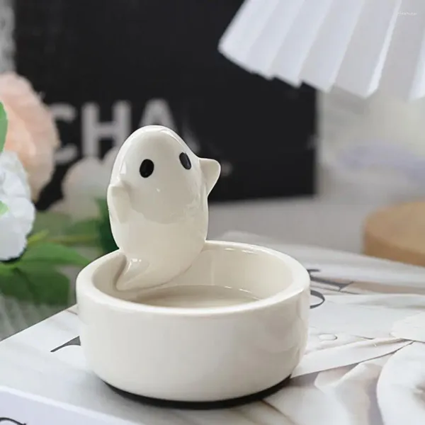 Bandlers Halloween Ceramic Holder Ghostly Ceramics for Room Room Decor White Tea Light Candlestick Noël