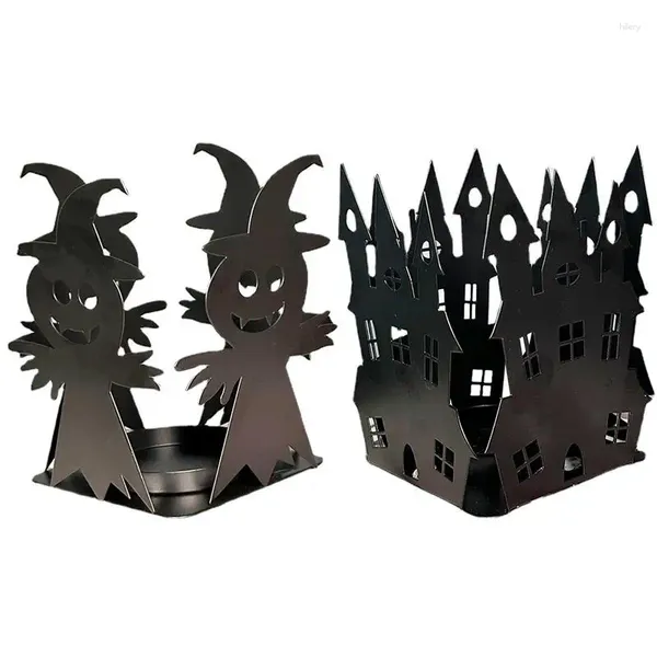 Candlers Halloween Holder Lightweight Horror Thème Design Candelabra Metal Ghost Silhouette Décoration pour Hollow Out Castle Pattle