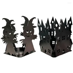 Kaarsenhouders Halloweenhouder Metal Ghost Silhouet Decorations Exquisite Candlestick Home Decor Party Cadeau ornamenten