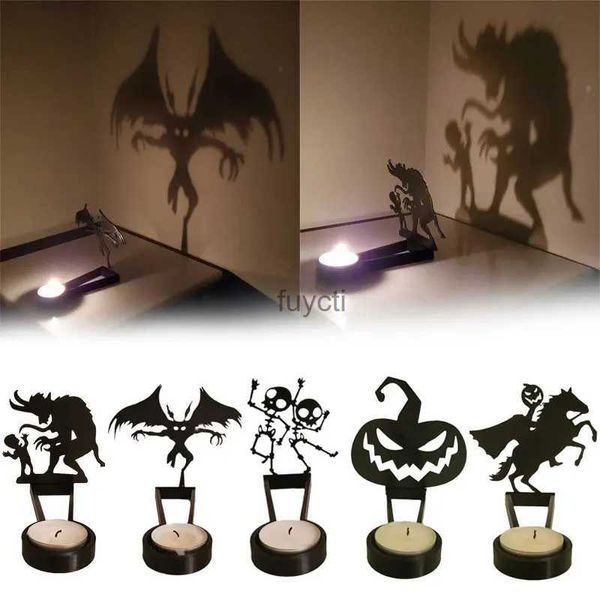 Bougeoirs Halloween fête noir bougeoir décoration chandelier ombre Stand effrayant fantôme mort chat métal drôle effrayant ombre Stand YQ240116