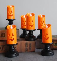 Soportes de velas Halloween Linterera de calabaza LED Material de plástico de naranja colorido decoración del hogar Candelero