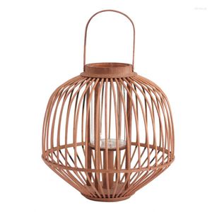 Kaarsenhouders handgemaakte rattan lamp kandelaar el desktop vloer decoratie houten hangende lantaarn ornamenten retro bruiloft