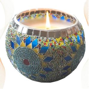 Kaarsenhouders handgemaakte stand kristal kaarsen thee lichthouder decoratief Europese stijl zonnebloempatroon met mozaïek middelpunt