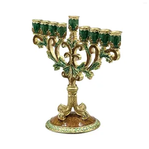 Bougeoirs Hanukkah Menorah 9 branches porte-chandelier à base ronde peint à la main pour salon de festival