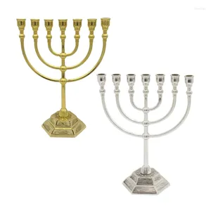 Kaarsenhouders Hanukkah Menorah Stand Alloy Candelabrum Modern 7 Hoofdhouder Drop