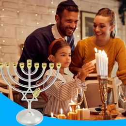 Bougeoirs Hanukkah Menorah étoile de David bougeoir bougeoir décoratif pour la décoration de la maison Table à manger tenir 9 Branches 231215