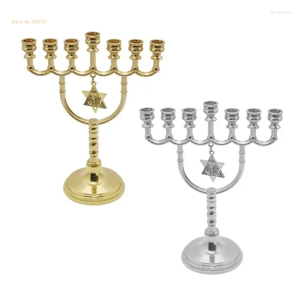 Candelabros Hanukkah Stand Celebración festiva Titular 7 Rama Estrella hexagonal Colgante para decoración del hogar Dropship