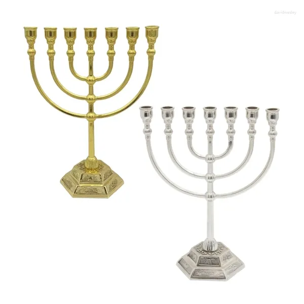 Candelabros Hanukkah Stand Judío Menorah Festivo Titular 7 Rama Dropship