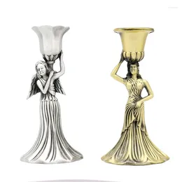 Candlers HEYMAMBA Ange Ange Angel Holder Metal Maiden of Virtue Candlestick Home Wedding Party Decoration Stand