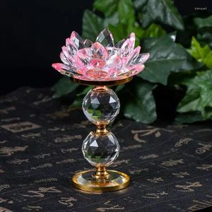 Kandelhouders Hoogvoetige Crystal Lotus Candlestick Butter Lamp Base Huwelijksvoorraden Ornamenten Boeddhist