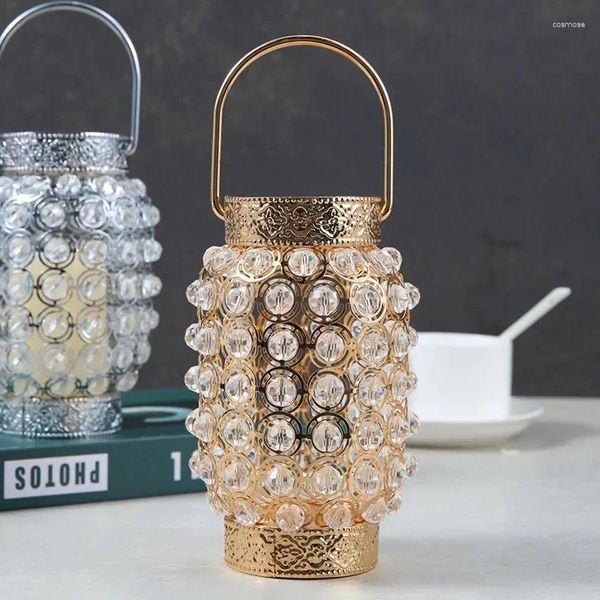 Candelabros de cristal de alta calidad, candelabro de Metal francés, linterna de lujo colgante, soporte Retro portátil, decoración de mesa de boda