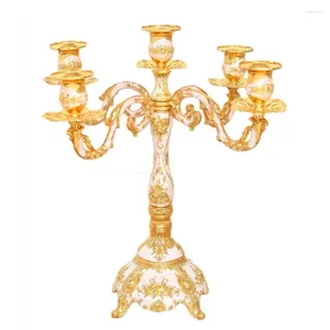 Bougeoirs en métal plaqué or brillant à 3/5 bras, chandelier de luxe romantique pour événements de mariage, décoration de maison