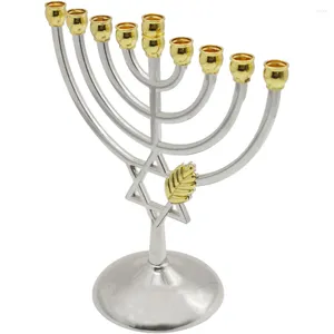 Kandelaarhoudershouder Candlestick Hanukkah Joodse Menorah Candelabra Stand Kerstjaar Kerstjaar Bruiloft Metal Desktop Base Standbeeld eenvoudig