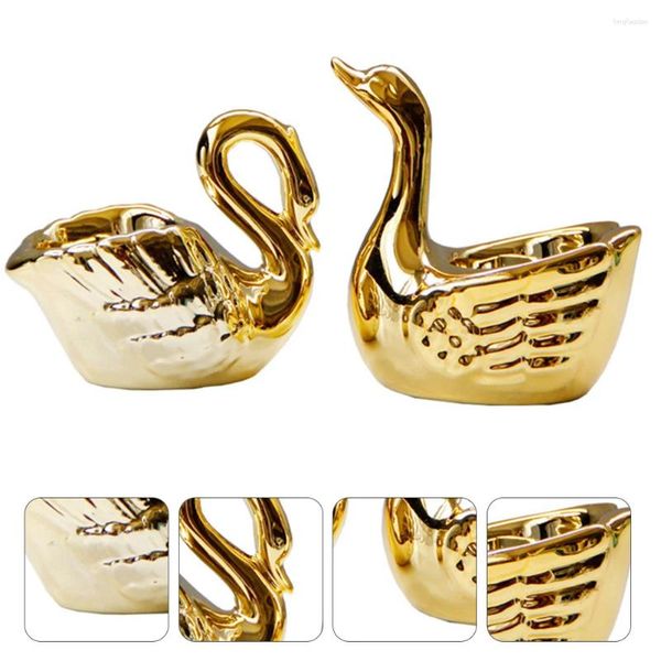 Porte-traits de bougeoirs en céramique Swan Soalight Votive Couple State Planter Figurine Cube Cups Piette maîtresse Organisateur de bureau de mariage