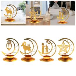 Porte-chandeurs Eid Ramadan Moubarak Décorations Iron Metal Candlestick For Muslims Islamic Farmhouse Table Holiday Home Decors