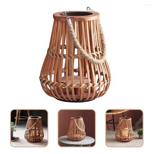 Candle Holders Holder Festival Lantern Bamboo Chandelier Portable Hollow Hanging Home Wedding Lightbollen