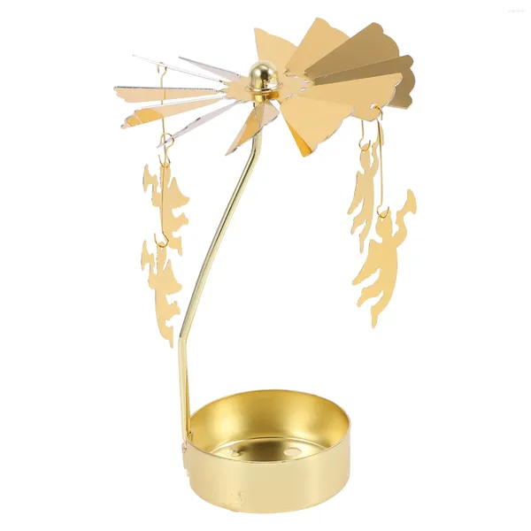 Bougeoirs: support rotatif doré, centres de Table votifs de noël pour mariage de noël