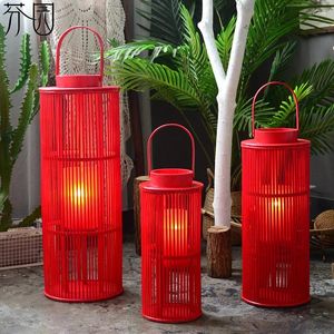 Kandelaar houders houder huisdecoratie Chinese rode lantaarn decor accessoires bruiloft centerpieces kaarsen kaarsen