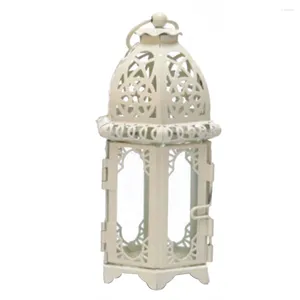 Porte-traits de bougeoirs Accueil Facile à utiliser Lantern Lampe légère de style marocain de style en fer en verre décoration Installer Indoor creux