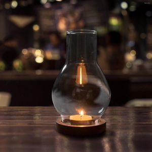 Kandelaarhouders houder lantaarn lampenkap lamp schaduw met houtbasis voor huwelijkshuizen kamperen
