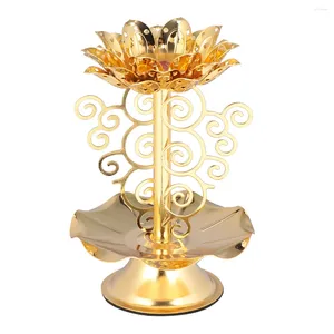 Soportes de velas Lámpara de loto Lámpara de loto Decoración Diwali Aceite Diya Gold Gold Golding Lámparas de latón Pooja Crystal