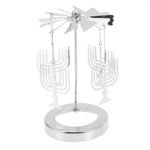 Candelabros giratorios de plata, luz de té giratoria, Pascua, Día de la madre, soporte de boda, palo candelita romántico