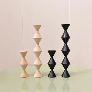 Candle porte-porteurs Table décoration Journal sculpture simple créatif 2024 Colonne sans fin de bougie en bois en bois