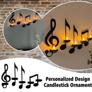 Kandelaar houders houder muur gemonteerde handgemaakte metaal muzieknoot sleutel vorm thee lichte display standaard thuisdecoratie