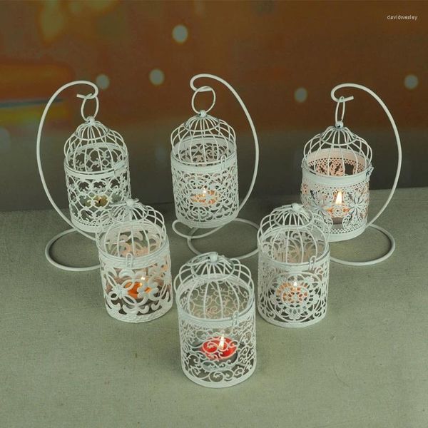 Candlers Hollow Holder Congueur Soalight Lantern Bird Cage Vintage Whited Q0KA