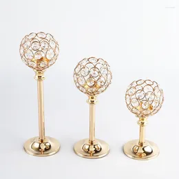 Kaarsenhouders Home Decor European Style Mini Crystal Holder woonkamer tafelblad ornament Golden Candlestick Metal Frame prullarigen Kickknacks