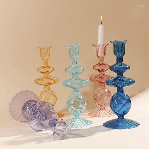 Candlers Home Decor Glass Holder Candabros Nordic Romantic Vase Vase Room Decoration Fileted Candlestick Wedding Centres