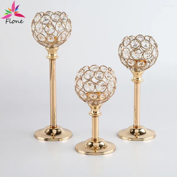 Candlers Home Decor Luxury France Gold Crystal Holder Candlestick Room Decoration Accessoires pour table