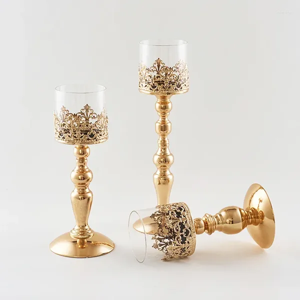 Candlers Home Votive Gold Metal Candelabro Glass Elegant Glass Congle de table de table de table DÉCOR DE MEDIAL CANDELABR