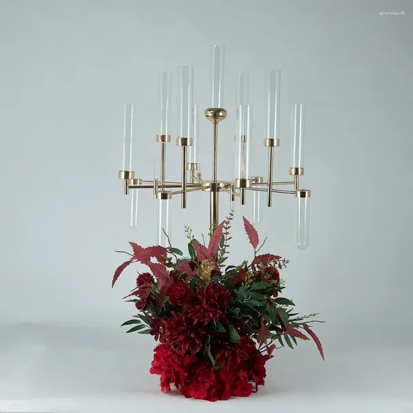 Bougeoirs IMUWEN 5 pièces porte-candélabre en métal chandelier de table de mariage pièce maîtresse pilier support route plomb décor de fête