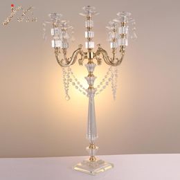 Candle Houders Imuwen Acryl Candelabras Crystal Hangers 77 Cm / 30 "Hoogte Huwelijk Kandelaar Bruiloft Centerpieces Home Decor