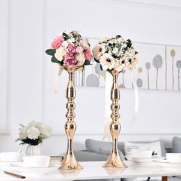 Kandelaars Imuwen Gold Kandelhouders 50 cm/20 "metalen kandelaar Flower vaas Tafel Middelpunt Bloemrack Road Lead Wedding Decor 230525