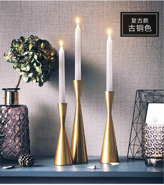 Bougeoirs INS Bronze rétro-européen, chandelier, décoration de dîner, table occidentale romantique, accessoires de mariage pour table à manger