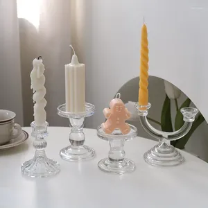 Candle Holders Ins Nordic Roman Glass Candlestick Ornaments Tray Cafe Table Decor Kerstmis dineren