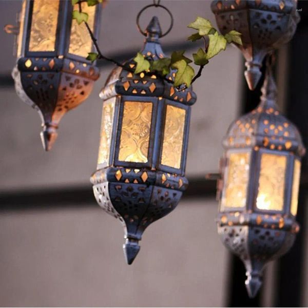 Bougeoirs Iron Art Maroc Solder de chandelier Verre de verre Not Fade Fade Amosphère artistique