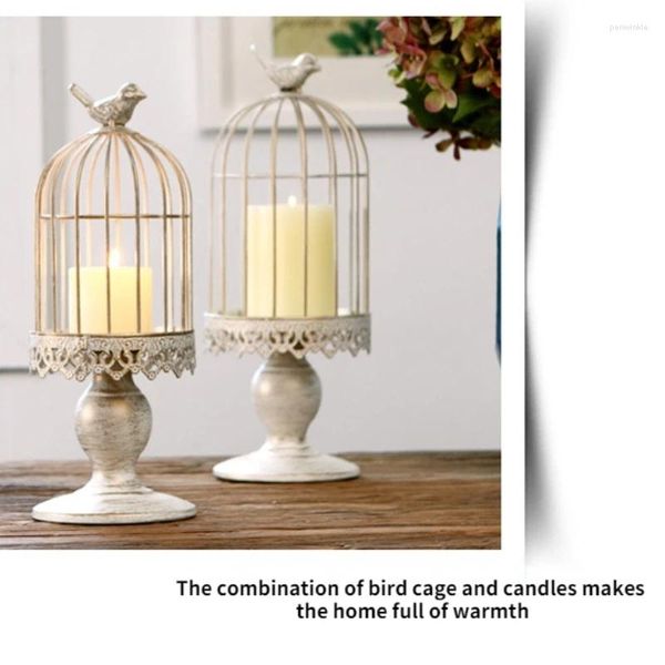 Candlers en fer Bird Cage Holder Decoration Decoration Fournitures Retro Home Potted Flower Stand Ornement